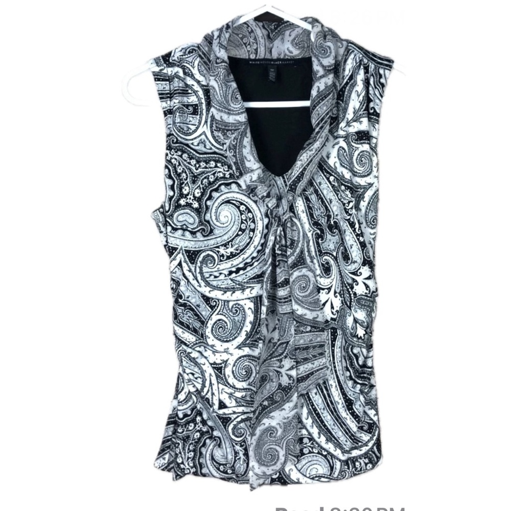 🌻 WHBM Paisley printed Sleeveless tie neck blouse - Picture 4 of 10